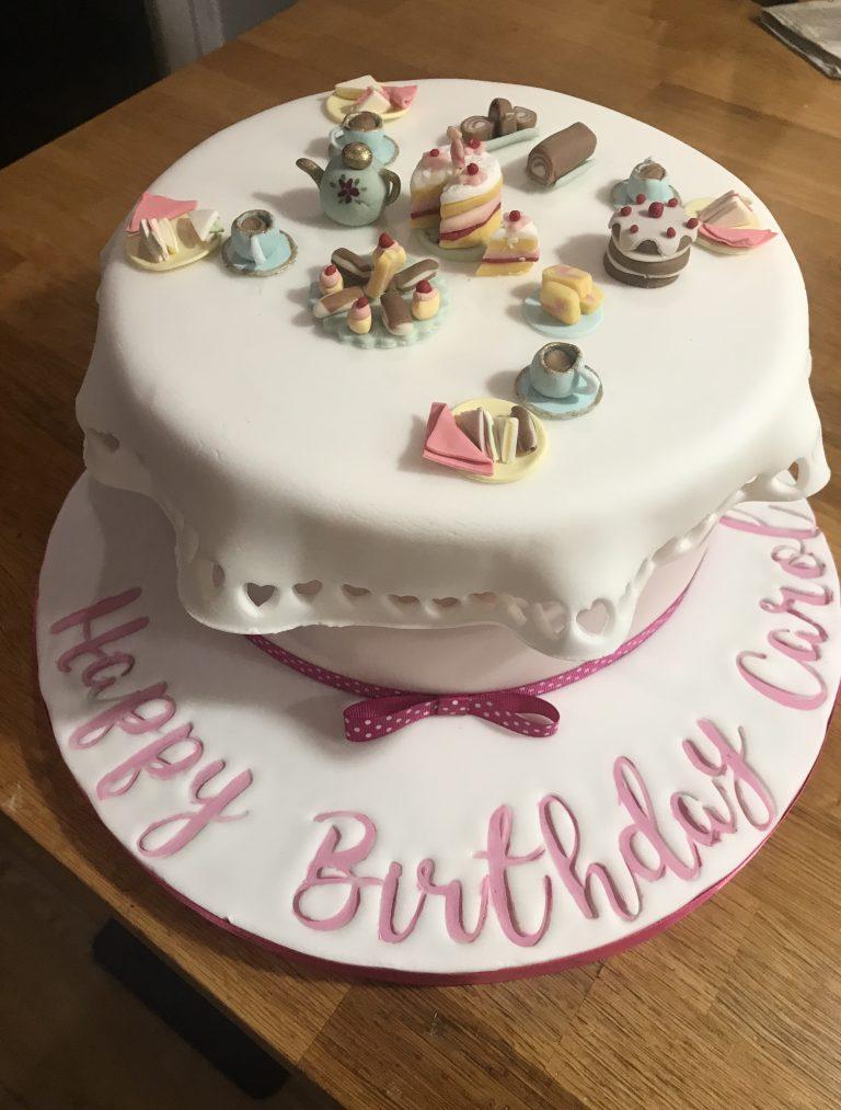 Afternoon tea birthday cake - made with love by Julie's Cake Company