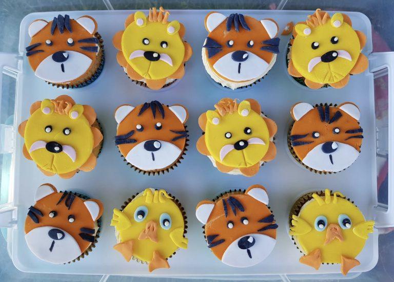Childrens Lion, Tiger & Duck Cup Cakes - made with love by Julie's Cake Company