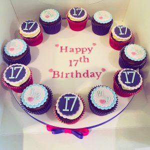 Happy 17th Birthday Cup Cakes - made with love by Julie's Cake Company