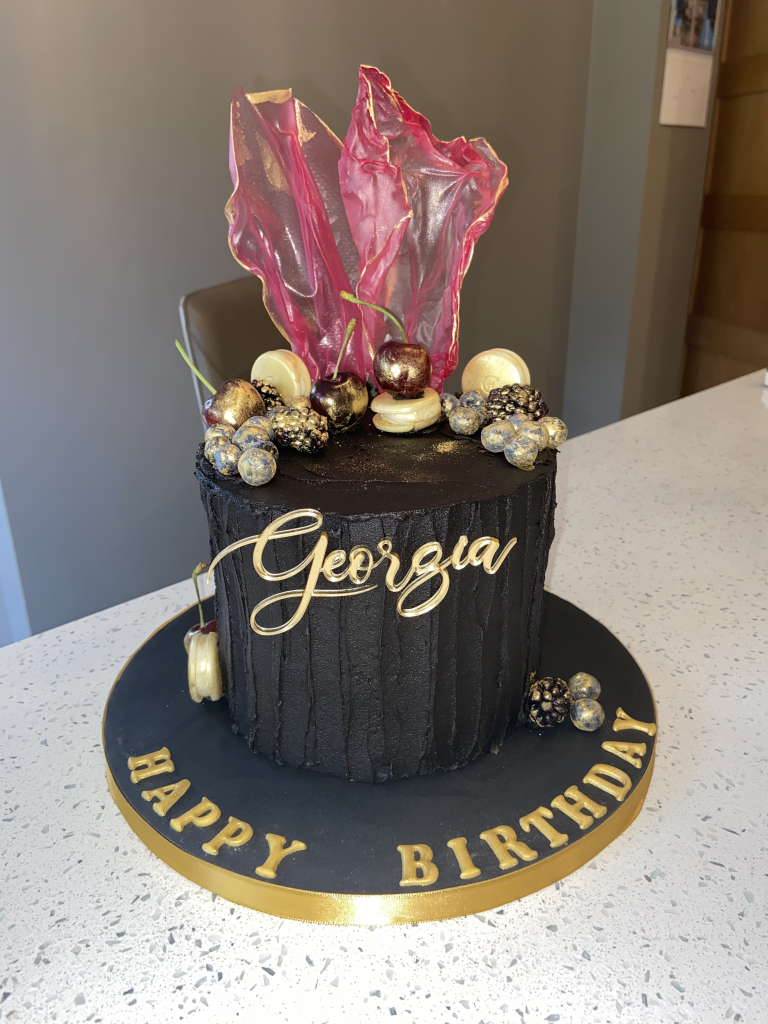 Black buttercream birthday cake - made with love by Julie's Cake Company