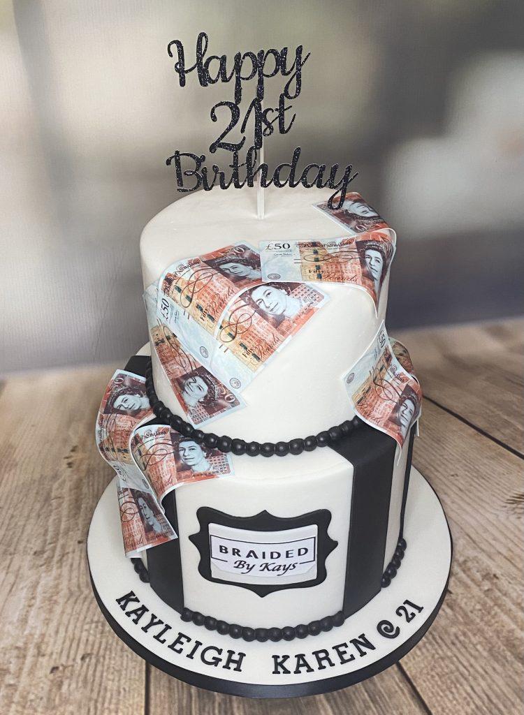 Happy 21st Birthday Cake - made with love by Julie's Cake Company