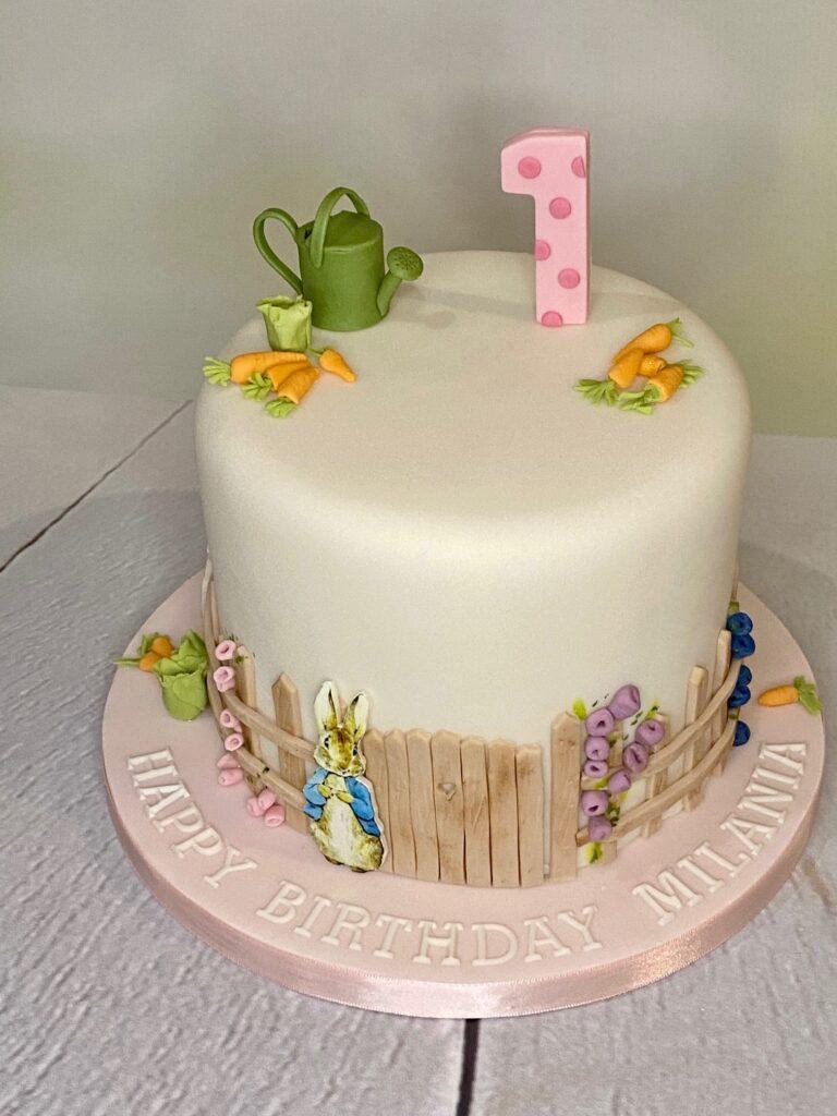 Peter Rabbit first birthday cake - made with love by Julies Cake Company