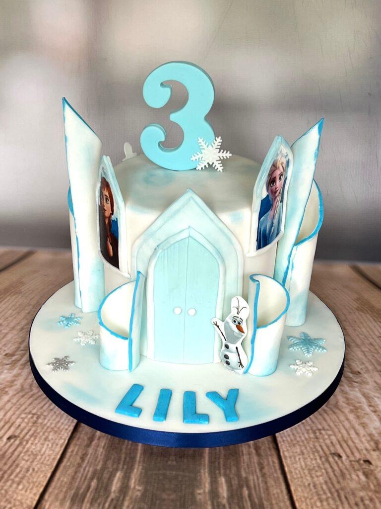 3rd birthday cake. Frozen birthday cake. Girl’s birthday cake, made with love Julies Cake Company St Albans