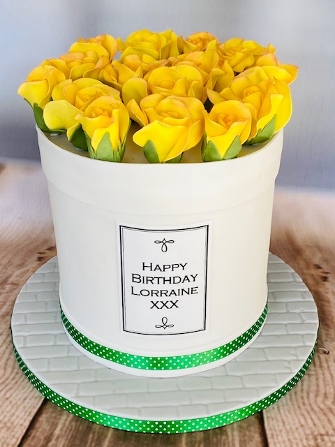 Hat box birthday cake, with hand made flowers Julies Cake Company St Albans