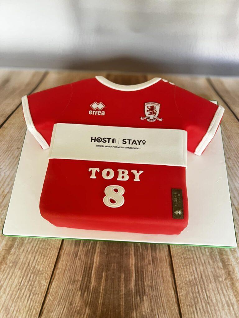 Middlesborough football club shirt made from cake